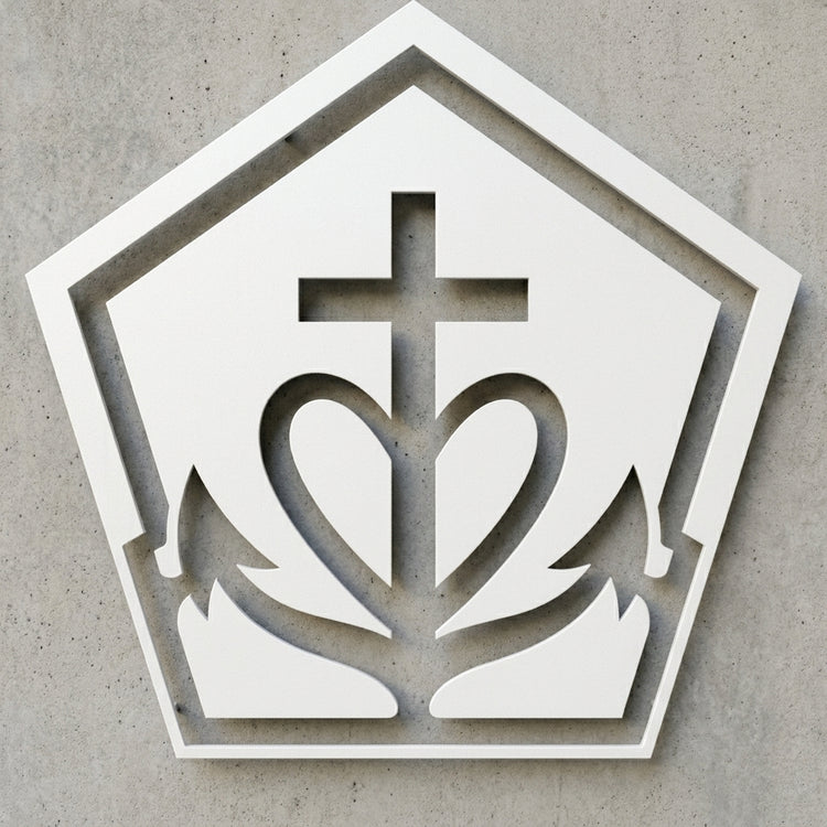 Pentagon-Wandschild mit zentralem Motiv