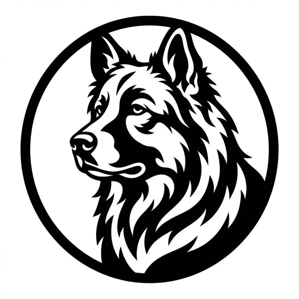Rundes Hundeportrait-Emblem Steelmonks