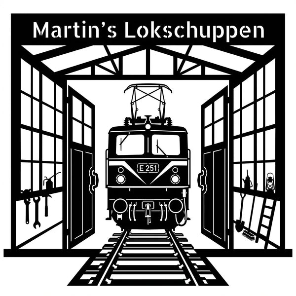 Lokschuppen E 251 – Rechteck-Wandschild Steelmonks