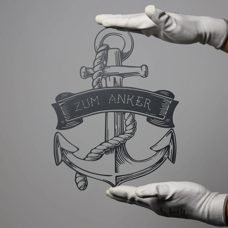 Steelmonks-Metallschild,Großer Anker. Maritimes Schild Wanddekoration erhältlich in verschiednen Größen und Farben. – Schilder aus Stahl von Steelmonks