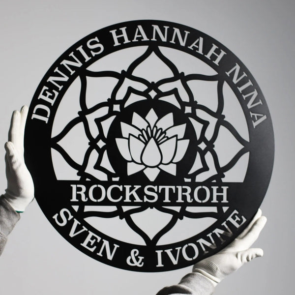 Steelmonks-Metallschild,Familienschild Lotus Blüte. Motivschild Wanddekoration erhältlich in verschiednen Größen und Farben.