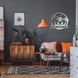 Steelmonks-Metallschild,Palmen mit Sonnenuntergang. Motivschild Wanddekoration erhältlich in verschiednen Größen und Farben.