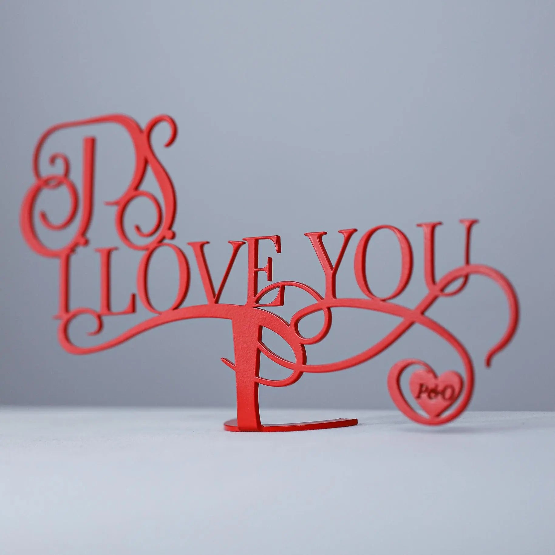 Steelmonks-Metallschild,P.S. I Love You Aufsteller. Valentinstagaufsteller Wanddekoration erhältlich in verschiednen Größen und Farben.