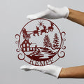Steelmonks-Metallschild,Familienschild mit Tannen. Weihnachtsschild Wanddekoration erhältlich in verschiednen Größen und Farben.