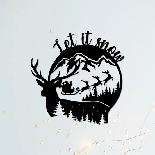 Steelmonks-Metallschild,Let it snow. Weihnachtsschild Wanddekoration erhältlich in verschiednen Größen und Farben.