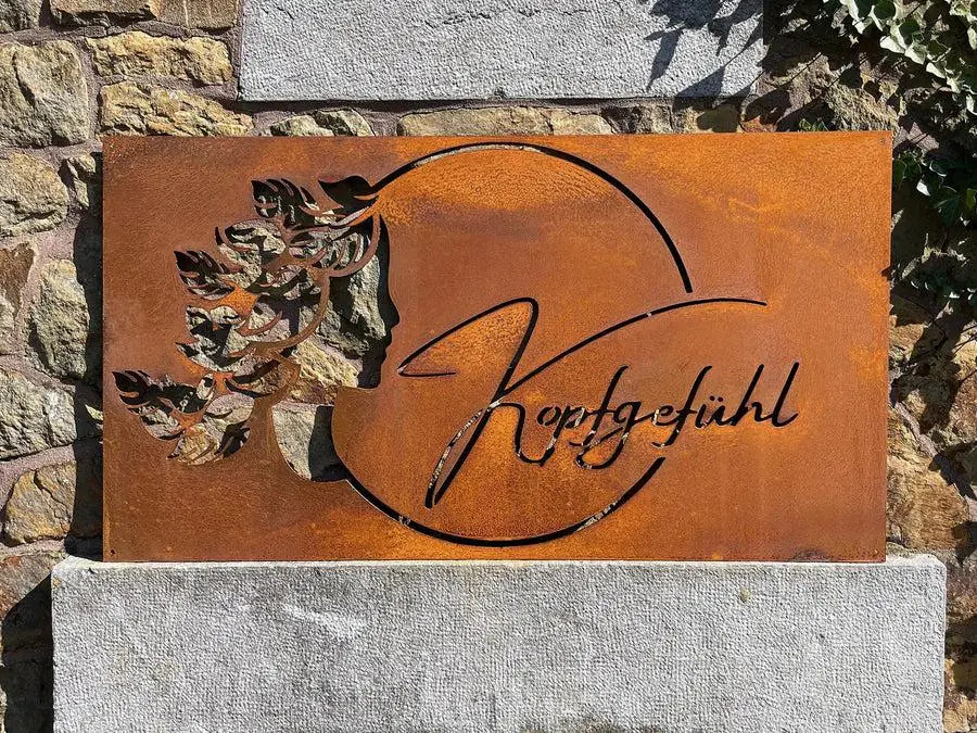 Cortenstahl-Schild mit kräftiger Rostpatina
