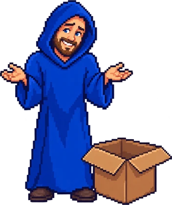 Pixel-Art: der Mönch zuckt mit den Schultern