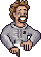 Jakob in Pixel-Art zeigt auf die Vorschläge