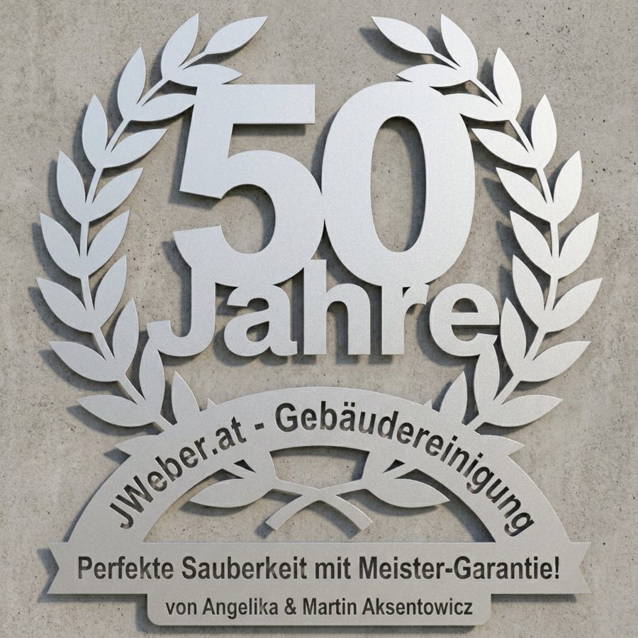 Jubiläumsschild 50 Jahre mit Lorbeerkranz